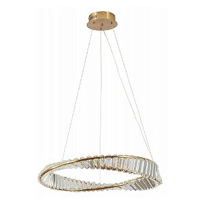 Pendente Domino Led 3000K 36W 2880lm Ø60cm Metal e Cristal Dourado | Skyligth SKY-4016