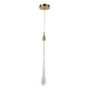 Pendente Led Drop Ø4x58cm 7W 3000K Metal e Cristal Dourado | Skylight SKY-3059