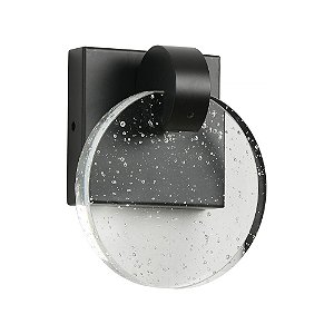 Arandela Led Sand Ø13x10x10cm 3W 3000K Metal Preto e Cristal | Skylight SKY-3009AR-PT