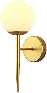 ARANDELA TORCH 21,5X13CM METAL E VIDRO DOURADO ESCOVADO E BRANCO FOSCO | SKYLIGHT SKY-3084AR