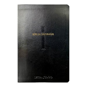 BÍBLIA JUMBO ARC FULL COLOR CAPA PU LUXO C/ HARPA - CRUZ PRETA