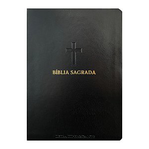 BÍBLIA L. HIPERGIGANTE ARC FULL COLOR PU LUXO C/ HARPA C/ ÍNDICE DOURADA CRUZ PRETA