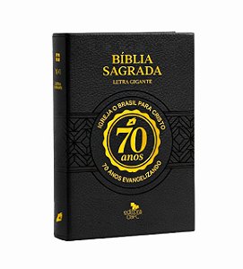 Bíblia OBPC Comemorativa aos 70 anos  - Couro Nobre Preta - Letra Gigante