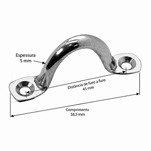 Kit 4 Alça Aço Inox 4-5-6-8 mm Passa Cabo Amarração Capota Barco Lancha Defensa