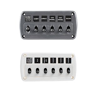 Painel de Comando 6 Funções Náutico LED P/ Barco Lancha 12V