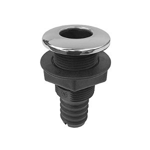 Saida de Água Costado Preta Inox Reta 1" 2,5cm Barco Lanc