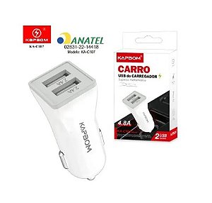 CARREGADOR VEICULAR C/ 2 USB 4.8A (KA-C107)