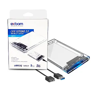 CASE TRANSPARENTE EXTERNO USB 3.0 HD OU SSD 2.5(CGHD-35) EXBOM