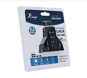 ADAPTADOR PLACA DE SOM USB 7.1 - 4 SAÍDAS P2 (HB-T65) KNUP