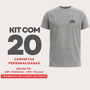 CAMISETA TRADICIONAL POLIVISCOSE KIT 20 UNIDADES