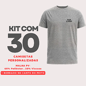 CAMISETA TRADICIONAL POLIVISCOSE KIT 30 UNIDADES