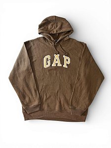Blusa de Moletom Fechada GAP Logo Bordado Marrom