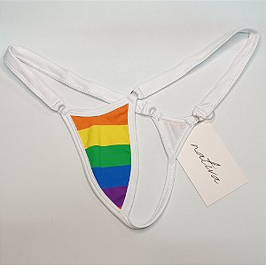 Calcinha Micro 3 Extreme Cós Fixo - Rainbow + Branco