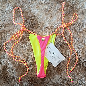 Calcinha Duo 6 Torcida - Lacinho - Neon Vibes - Pink Neon + Amarelo Neon