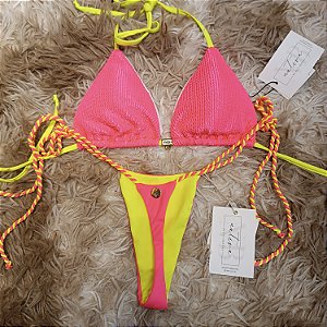 Conjunto top com bojo removível + calcinha Duo 6 - neon vibes ( tonalidade diferente)