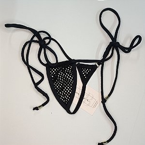 Calcinha Micro Extreme 2 com Lacinho - Arrastão Preto + Preto Liso
