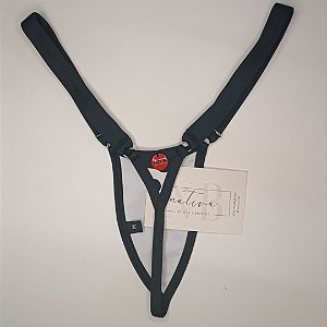 Calcinha Micro Extreme 3 Cós Fixo - Vaquinha + Preto Liso