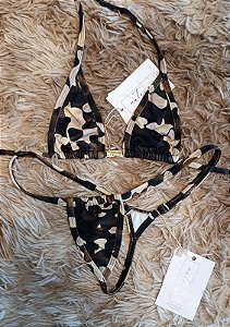 Conjunto - Top Extreme + Calcinha Cortininha Extreme 2 - Camouflaged leopard