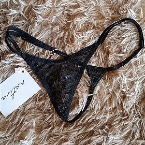 Calcinha Lingerie Extreme 7 - Com Ajuste Lateral- Tule Poá Preto