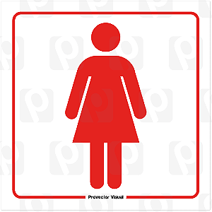 Placa Banheiro Feminino Vermelho 14x14 cm