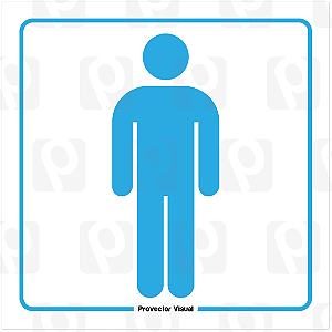 Placa Banheiro Masculino Azul 14x14 cm