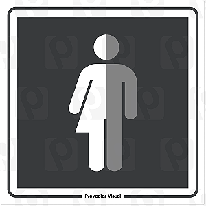 Placa Banheiro Neutro Sem Gênero 14x14 cm