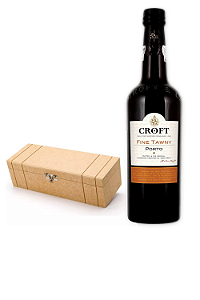 Kit Caixa de Madeira + Vinho Croft Porto  Fine Tawny -750ml