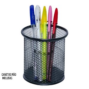 Porta Canetas Metal Redondo Cor Preta