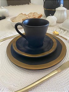 CONJ XIC CHA C/P PRETO C/ FILETE AMASSADA 200ML 6 PÇS