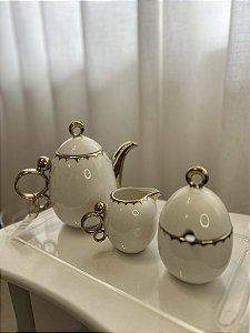 Conjunto 3 peças chá porcelana EGG wolff