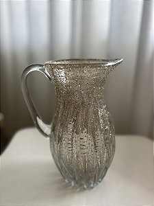 Jarra de Vidro Italy Murano  transparente com detalhes dourado 800ml