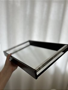 Bandeja de madeira com espelho naturals 45cmx30cmx5cm - Woodart
