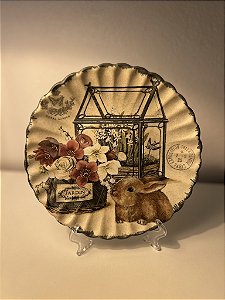 Conjunto prato sobremesa frisado Bunny Vintage Scalla 6 peças