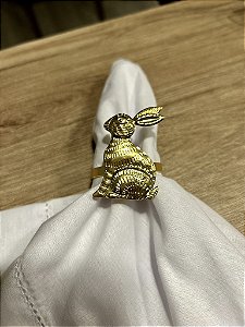 Conjunto porta guardanapo Páscoa coelho dourado  6 peças