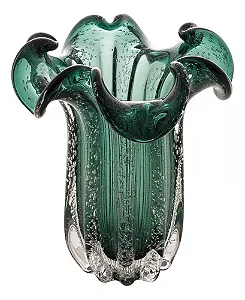 Vaso Wolff Italy De Vidro Verde Esmeralda 19cm X 24cm