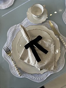 Conjunto 6 pratos rasos Maldivas porcelana fio ouro 28cm