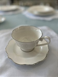 Conjunto Xícaras 6 peças  Maldivas porcelana fio prata  180ml