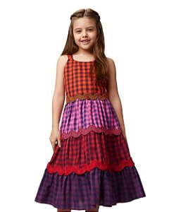 Vestido Xadrez Colorido Kids