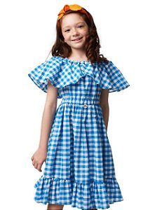 Vestido Midi Vichy Turquesa Kids