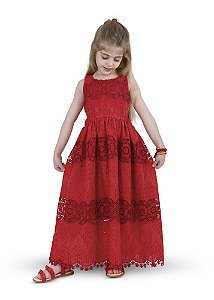 Vestido Longo Rosa Colombiana Kids