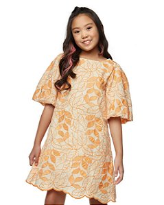 Vestido Curto Em A Bordado Laranja