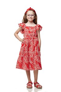 Vestido Midi Vermelho Bordado