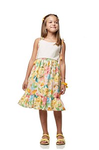 Vestido Flor De Caju Com Tricô