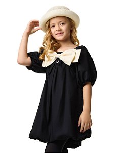 Vestido Bubble Preto Com Laço