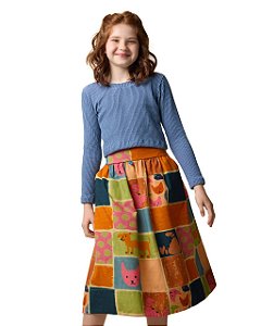 Saia Midi Giz De Cera Com Blusa M/l