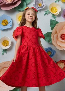 Vestido Vermelho Bordado Teen