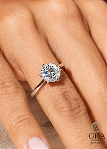 Anel Moissanite Lapidação Brilhante 8.0 mm