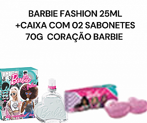 Kit contendo perfume barbie fashion 25 ml+ caixa de sabonete coração com 02 unidades barbie