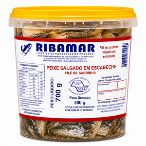 FILE DE SARDINHA ANCHOVADA EM ESCABECHE RIBAMAR 700G