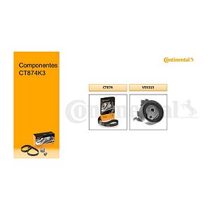 Kit Correia Dentada Celta Onix Prisma Doblo Idea Strada Contitech CT874/K3